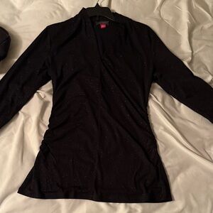 Vince Camuto black sparkly dress shirt. Slight v neck.